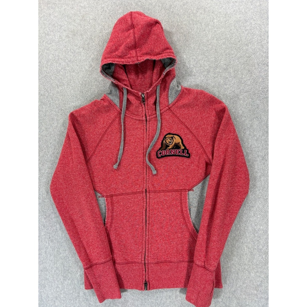 Cornell Big Red Stitched Logo Campus Full Zip Hoodie Jacket (Women's Medium) Red